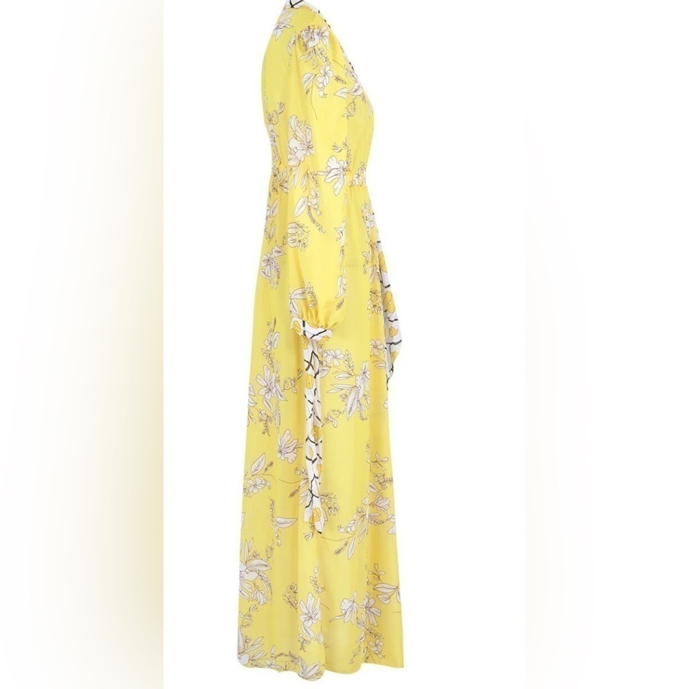 Elegant Bohemian Floral Tropical Print Long Sleeve Maxi Swimsuit Coverup Kimono - Picture 12 of 13